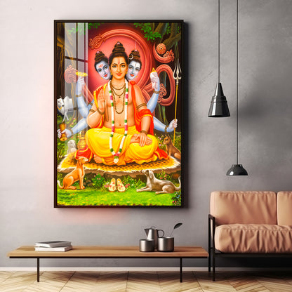 Lord Dattatreya Premium Acrylic Vertical Wall Art