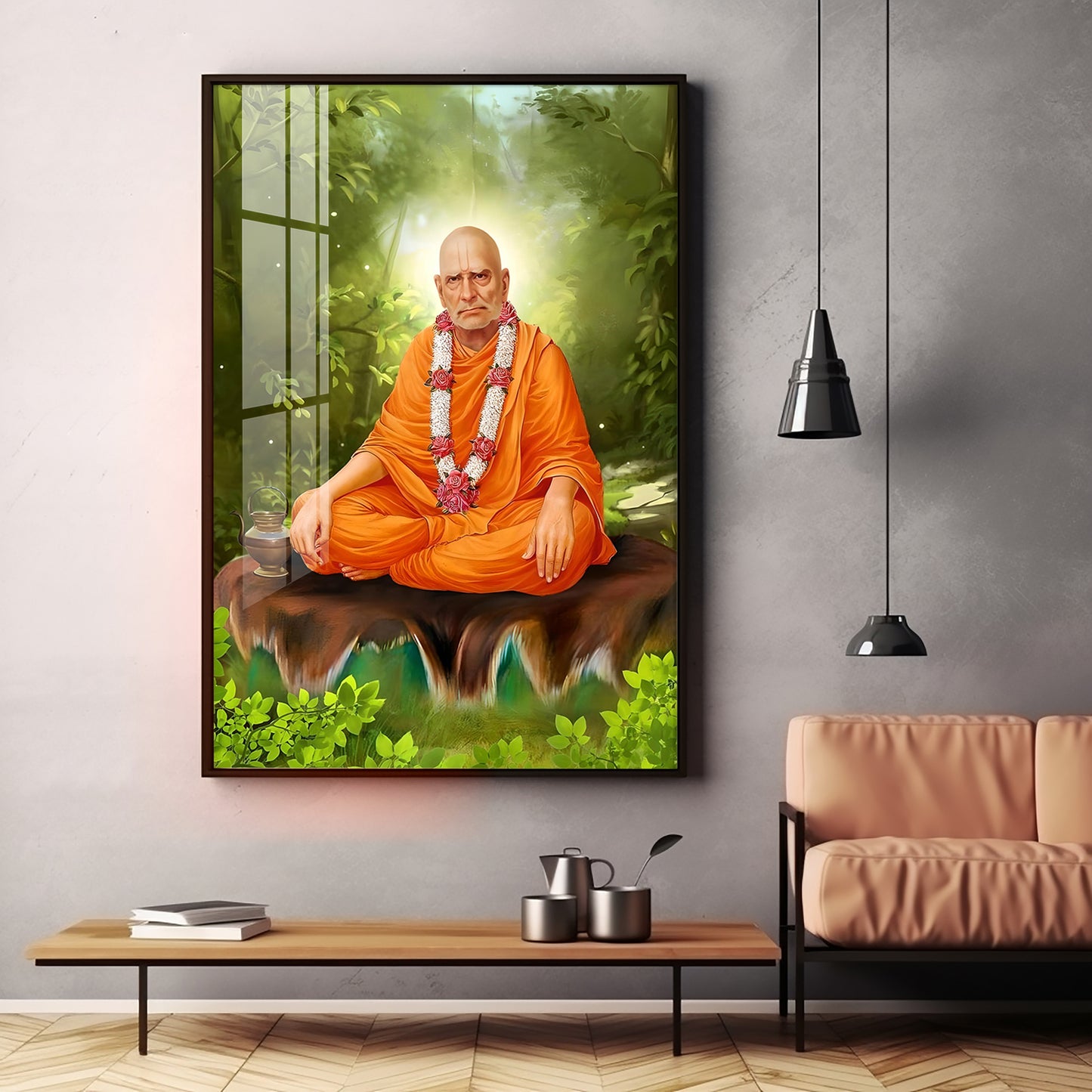 Contemplation Shri Swami Samartha Premium Vertical Acrylic Wall Art