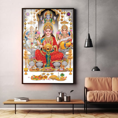 Goddess Maha Laxmi Ji With Conch Premium Acrylic Vertical Wall Art