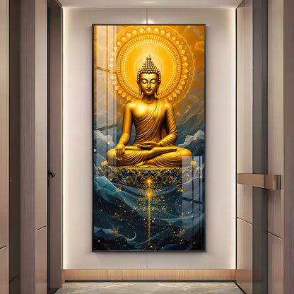 Tranquil Gold Buddha Premium Acrylic Vertical Wall Art