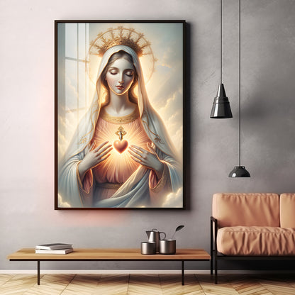 Divine Embrace of Mary Premium Acrylic Vertical Wall Art