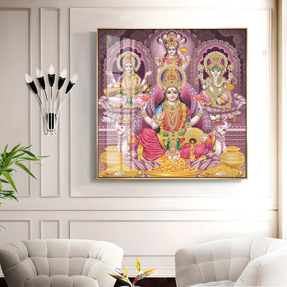 Celestial Harmony Of Deities Premium Acrylic Square Wall Art