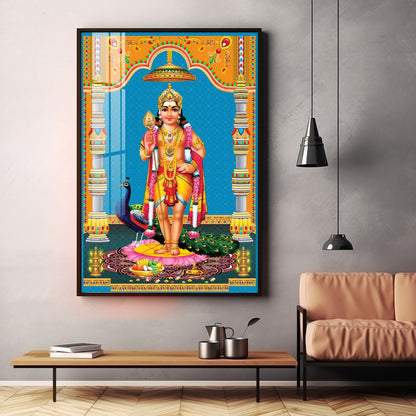 God Murugan Kartikeya Premium Acrylic Vertical Wall Art