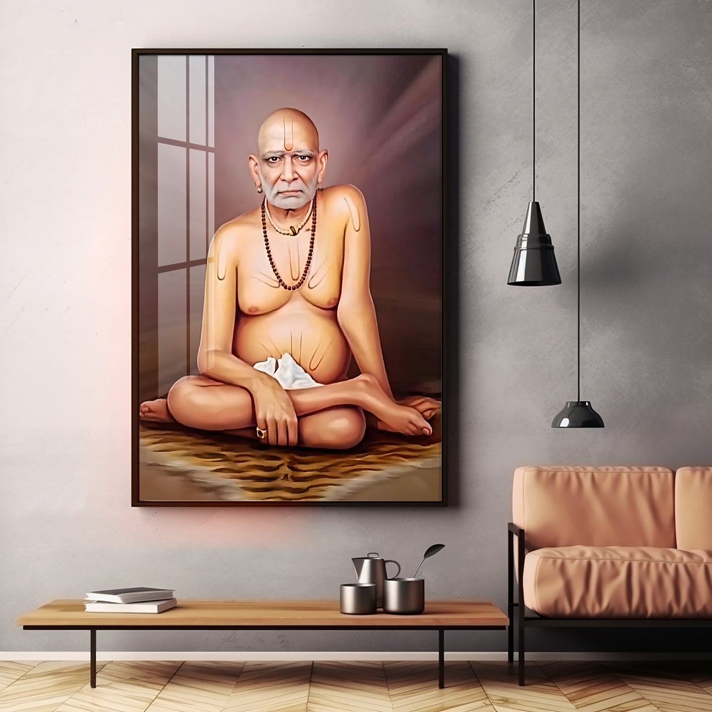 Noir Reflection Shri Swami Samartha Premium Vertical Acrylic Wall Art