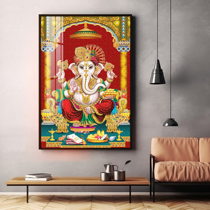 Majestic Lord Ganesha Premium Acrylic Vertical Wall Art