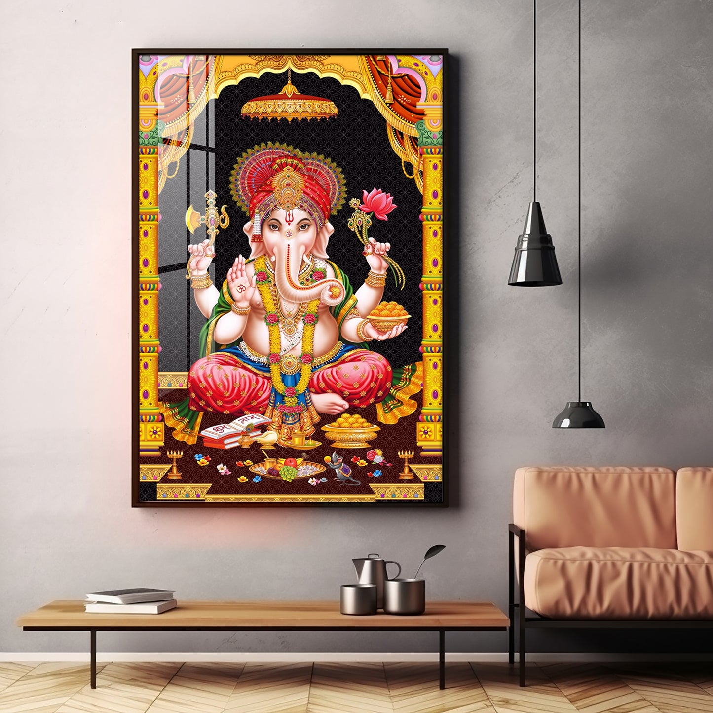 Sacred Ganesha Premium Acrylic Vertical Wall Art