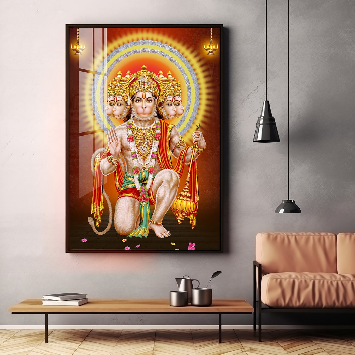 Divine Lord Hanuman Premium Vertical Acrylic Wall Art