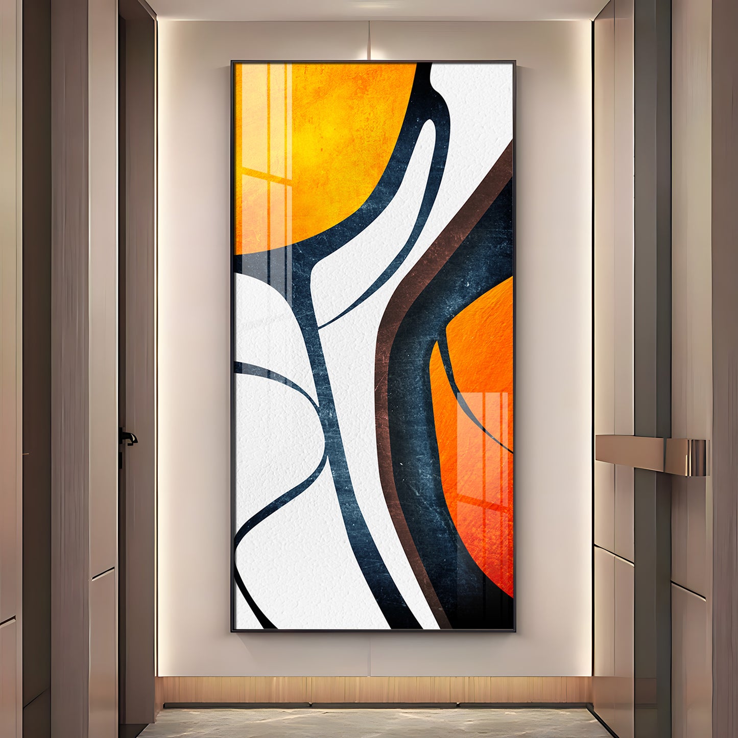 Orange Light Luxury Corridor Premium Acrylic Vertical Wall Art