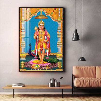 God Murugan Kartikeya Premium Acrylic Vertical Wall Art