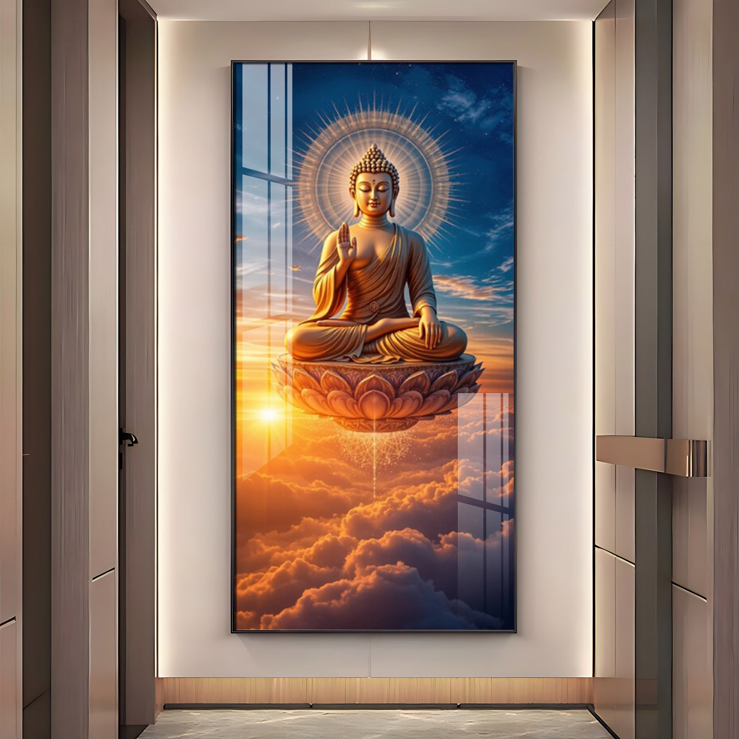 Buddha In The Clouds Premium Acrylic Vertical Wall Art