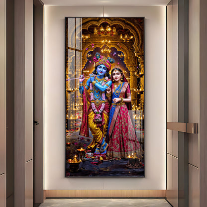 Krishna's Feast of Love Premium Acrylic Vertical Wall Art