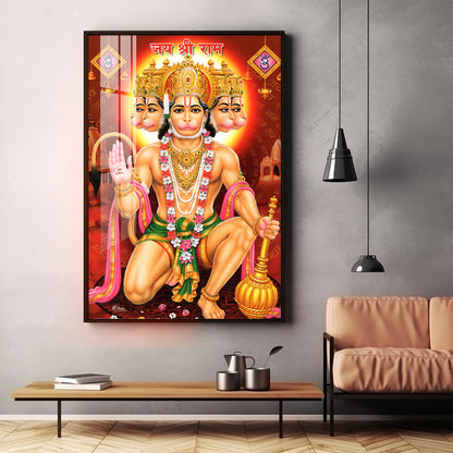 Majestic Lord Hanuman Premium Vertical Acrylic Wall Art