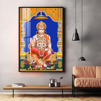 Divine Lord Hanuman Premium Acrylic Vertical Wall Art
