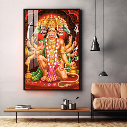 Divine Presence Of Lord Hanuman Premium Vertical Acrylic Wall Art