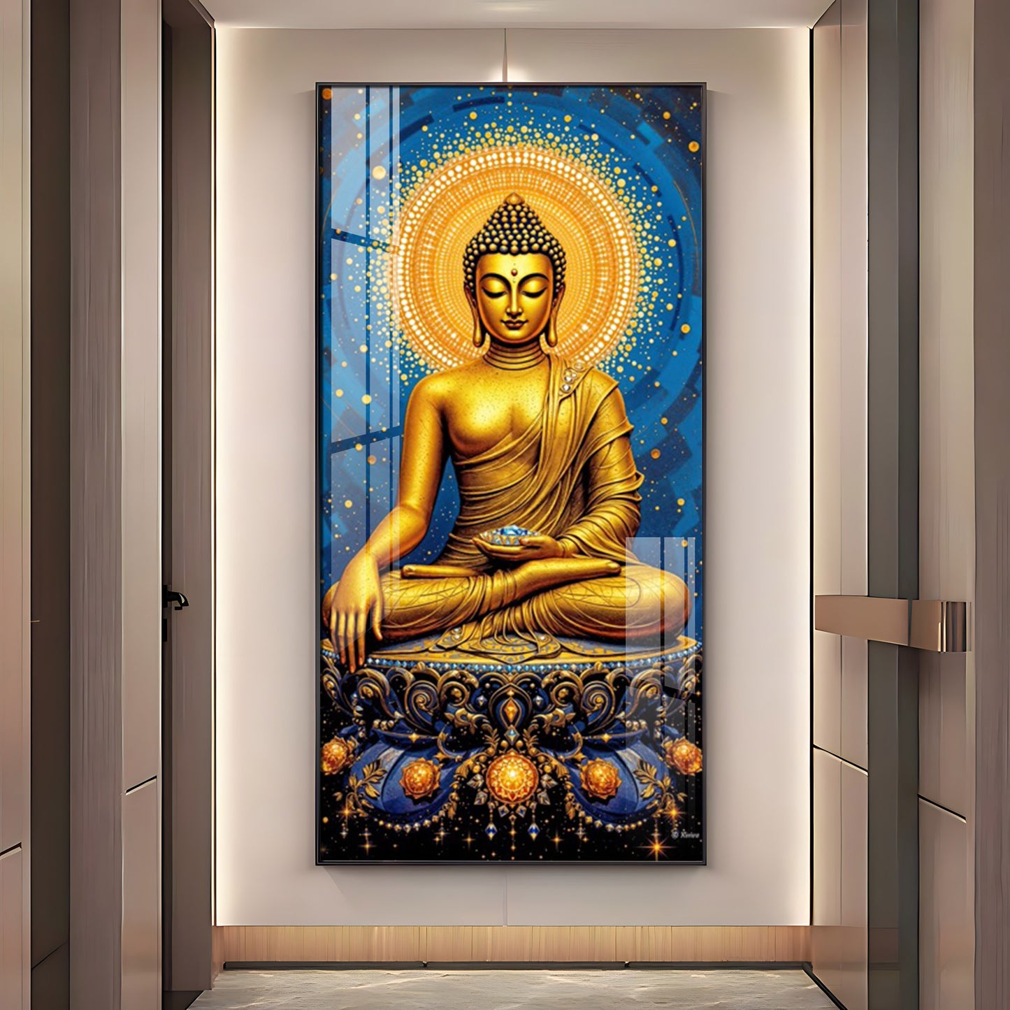 Calm Buddha Deliberation Premium Acrylic Vertical Wall Art