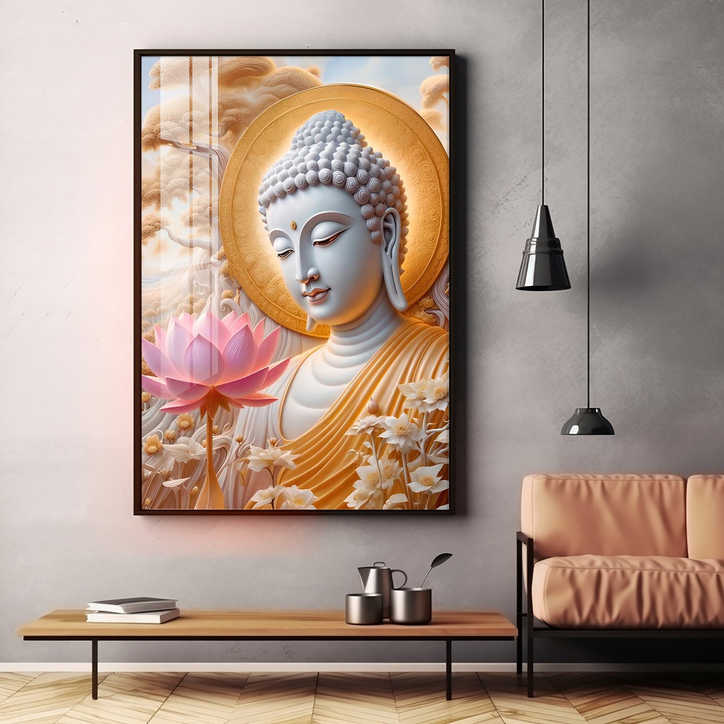 Dharvika Buddha Premium Acrylic Vertical Wall Art