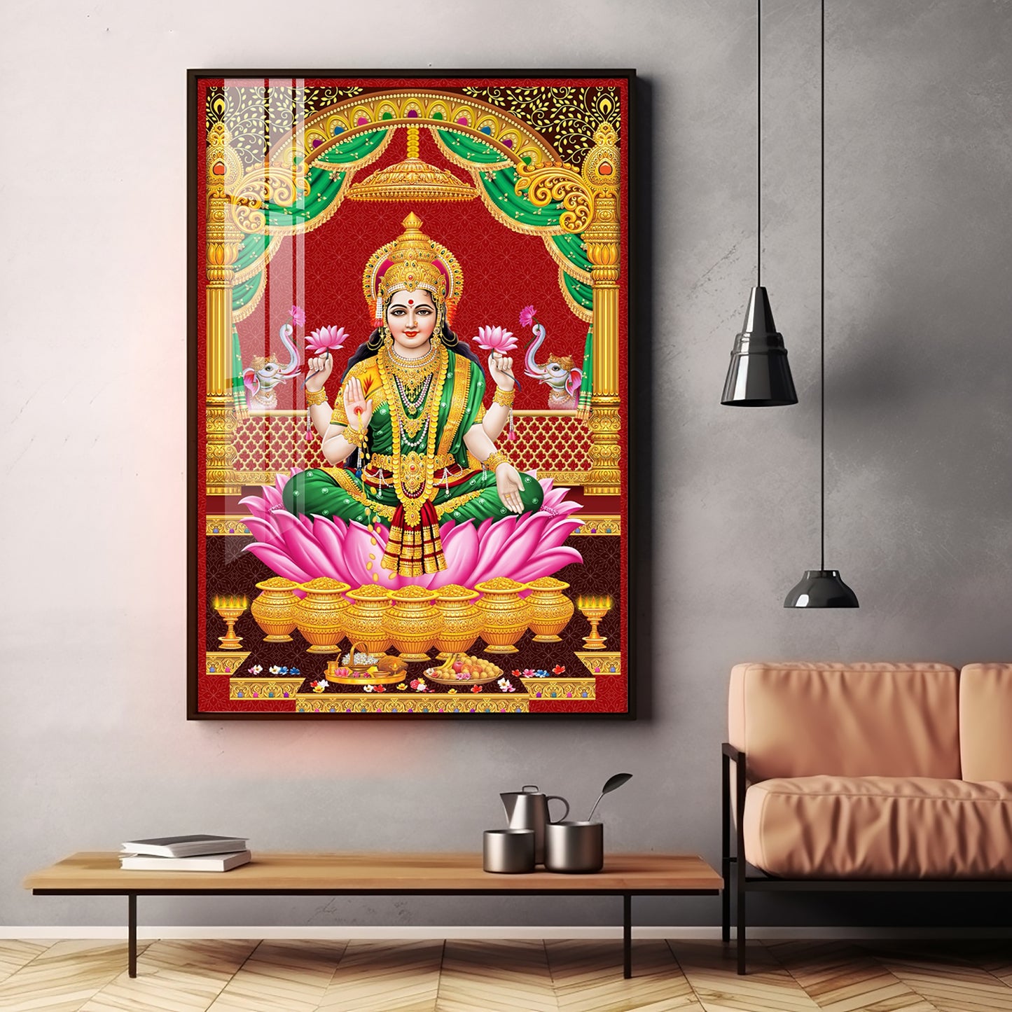 Lakshmi's Blessing Premium Acrylic Vertical Wall Art