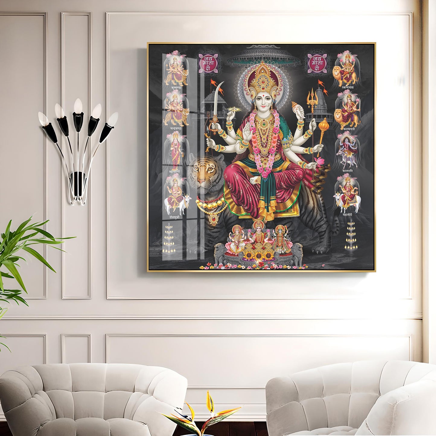 Goddess Durga Avatar Premium Acrylic Square Wall Art