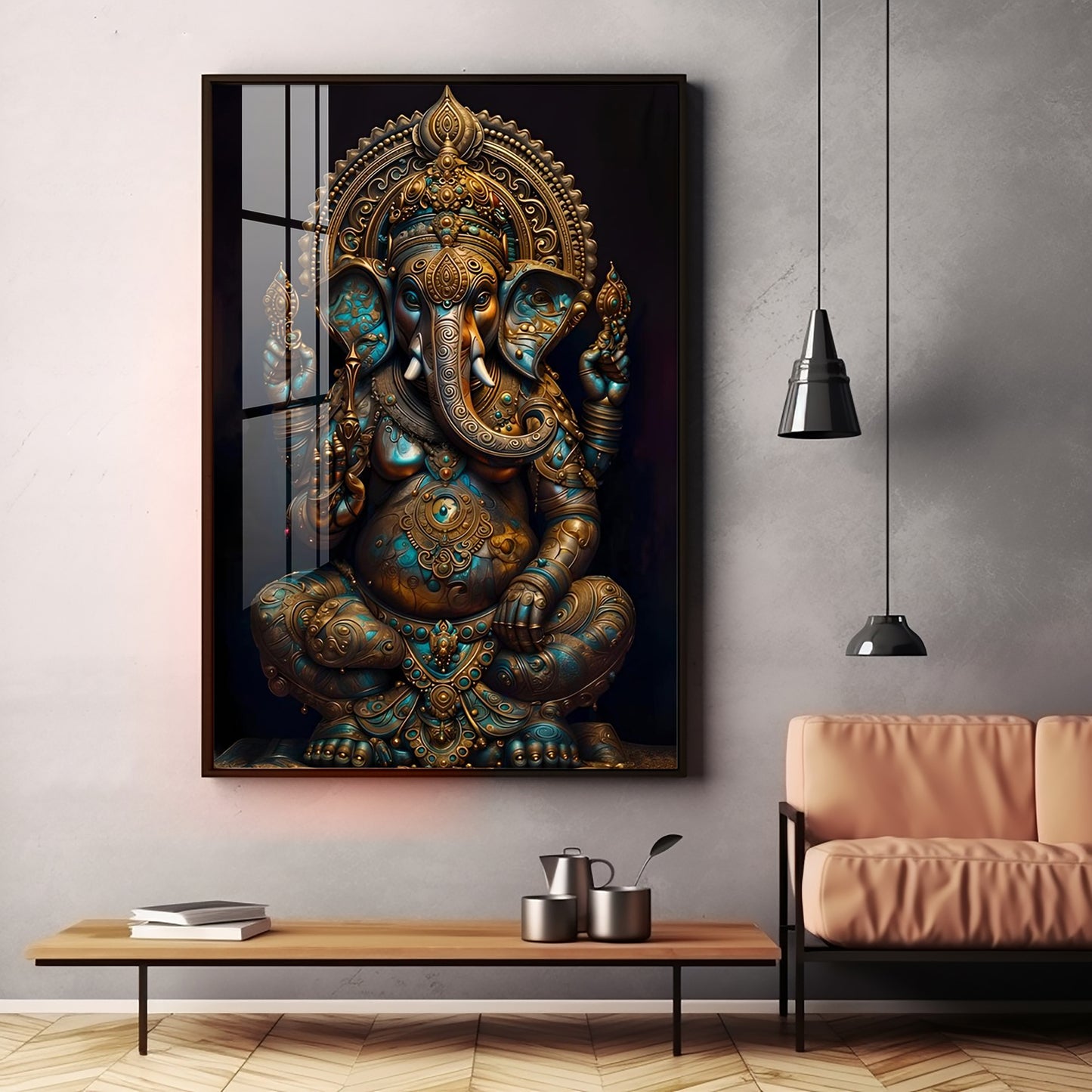 Lord Ganesha Premium Acrylic Vertical Wall Art