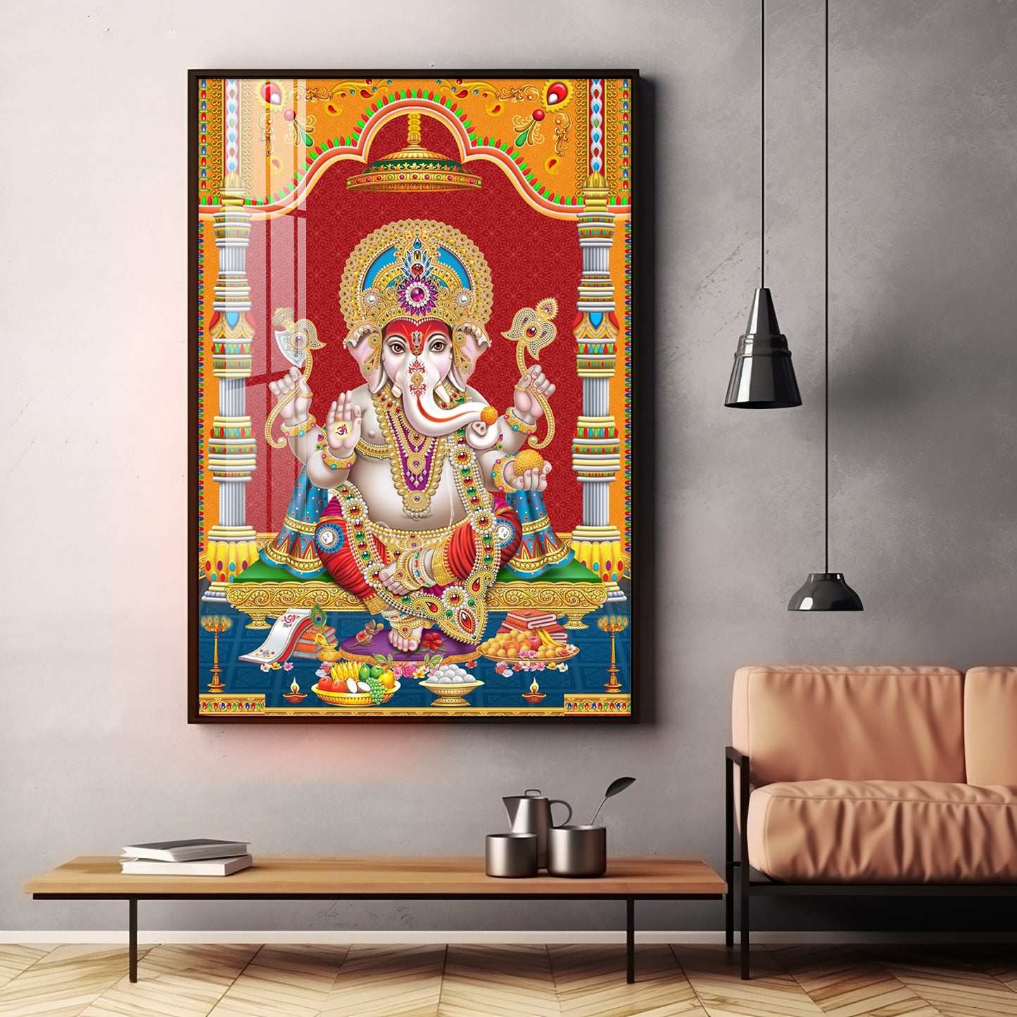 Divine Ganesha Premium Acrylic Vertical Wall Art