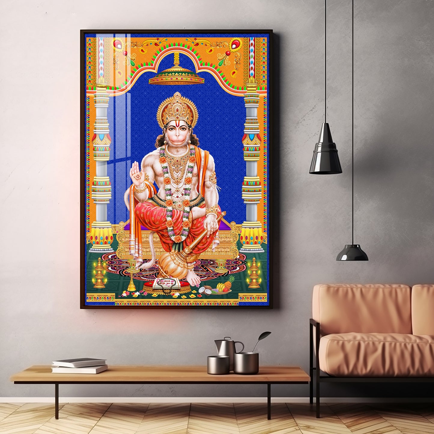 Divine Lord Hanuman Premium Acrylic Vertical Wall Art