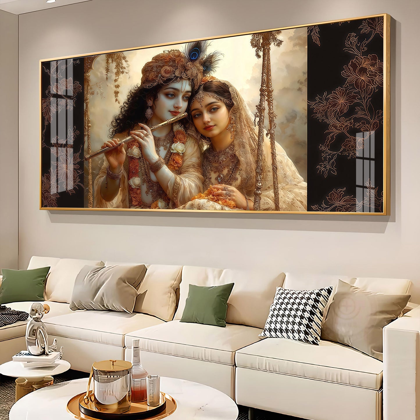 Loving Radha Krishna Premium Acrylic Horizontal Wall Art
