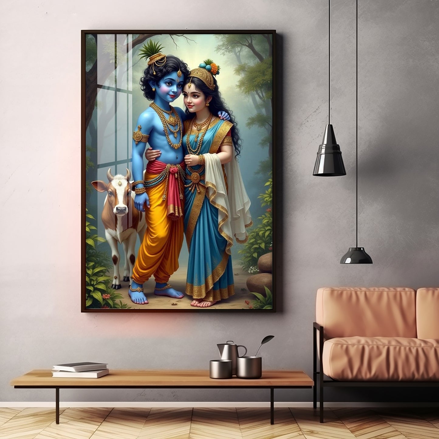 Krishna and Radha Togetherness Premium Acrylic Wall Art