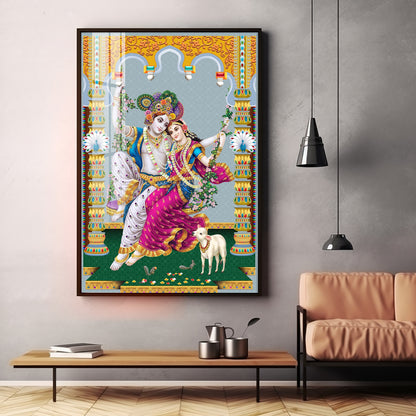 Sacred Radha and Krishna Premium Acrylic Vertical Wall Art