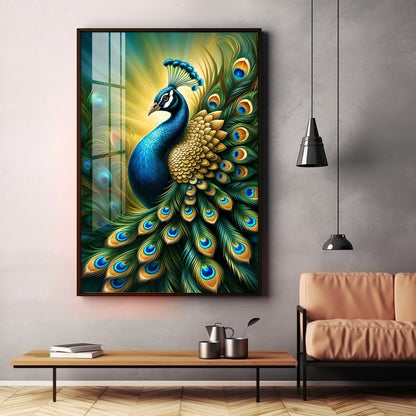 Heavenly Peacock Premium Acrylic Vertical Wall Art