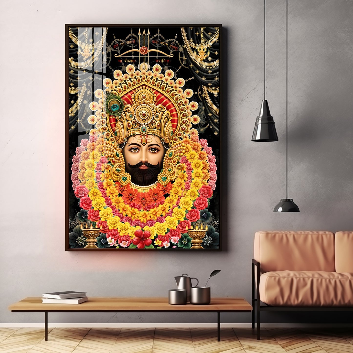 Majestic Shyam Baba Premium Acrylic Vertical Wall Art