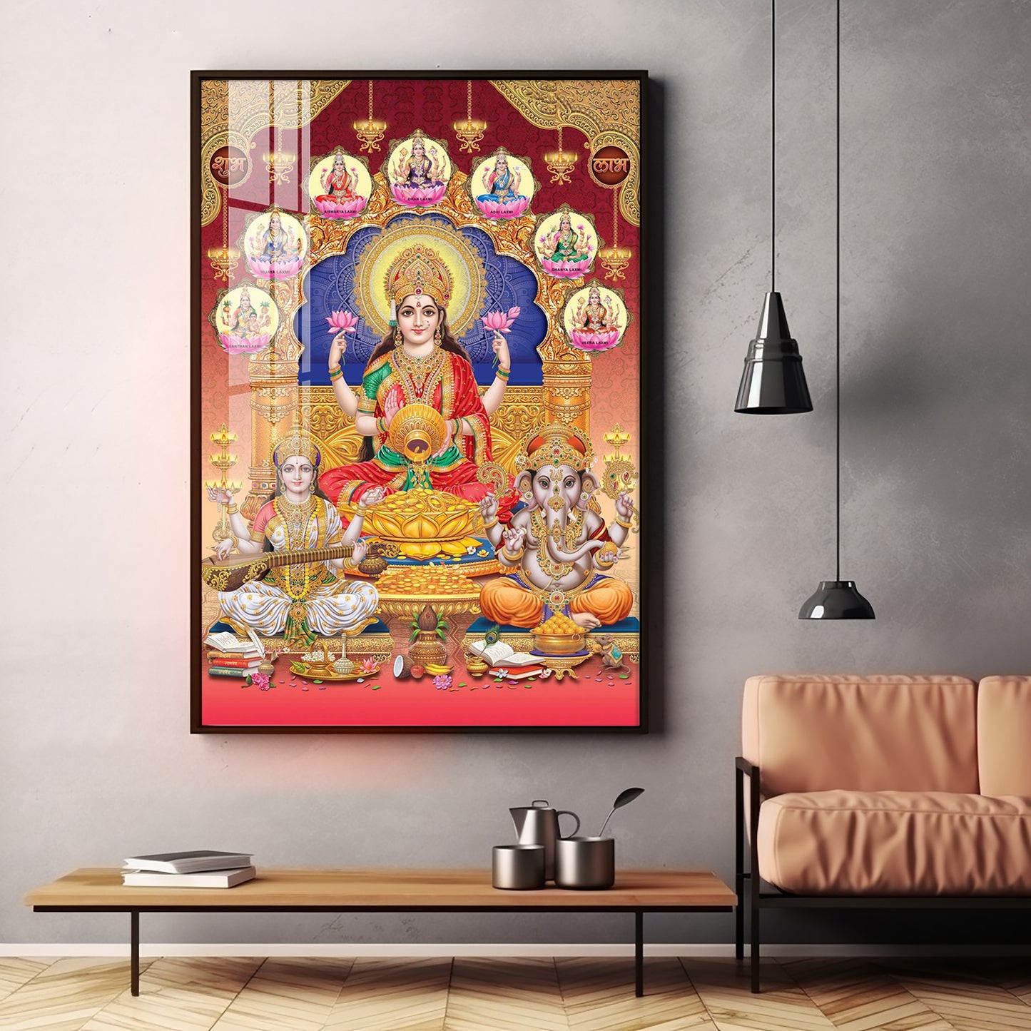 Enchanted Divinity Of Maha Laxmi Ji Premium Acrylic Vertical Wall Art