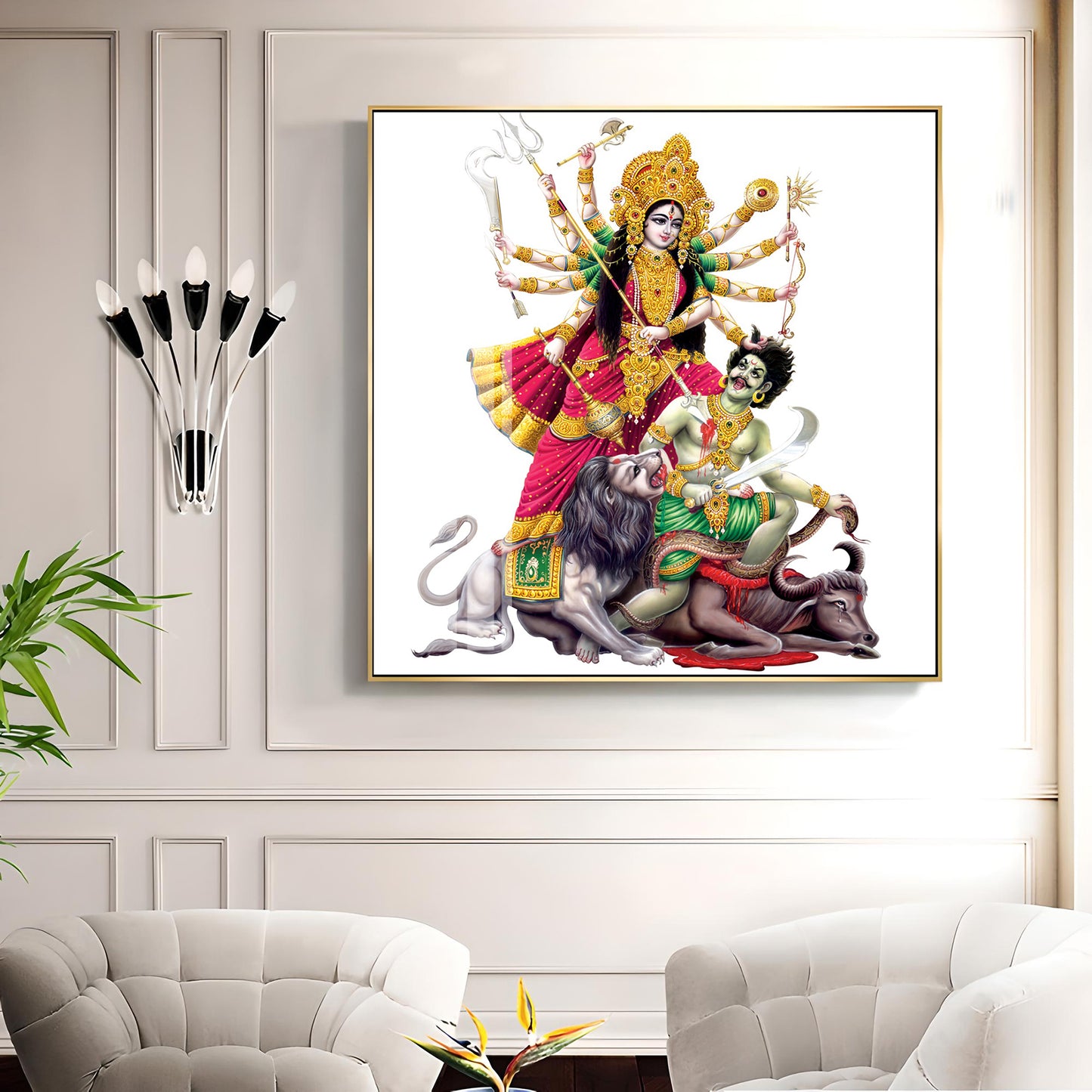 Mahishasuramardini Grace Premium Acrylic Square Wall Art