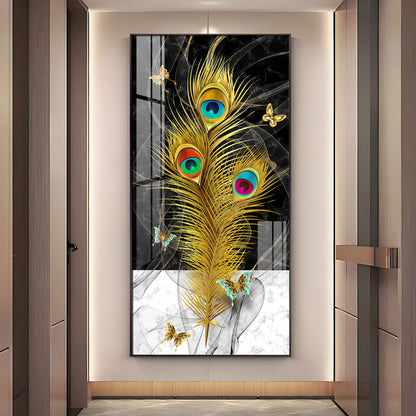 Krishna Mor Pankh Premium Acrylic Vertical Wall Art