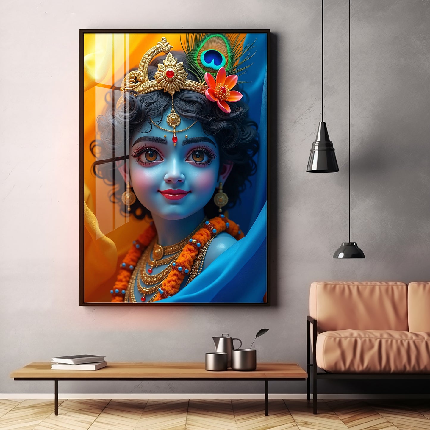 Krishna Smiling Reflection Premium Acrylic Wall Art