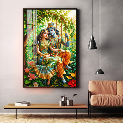 Shree Radha Krishna Premium Acrylic Vertical Wall Art