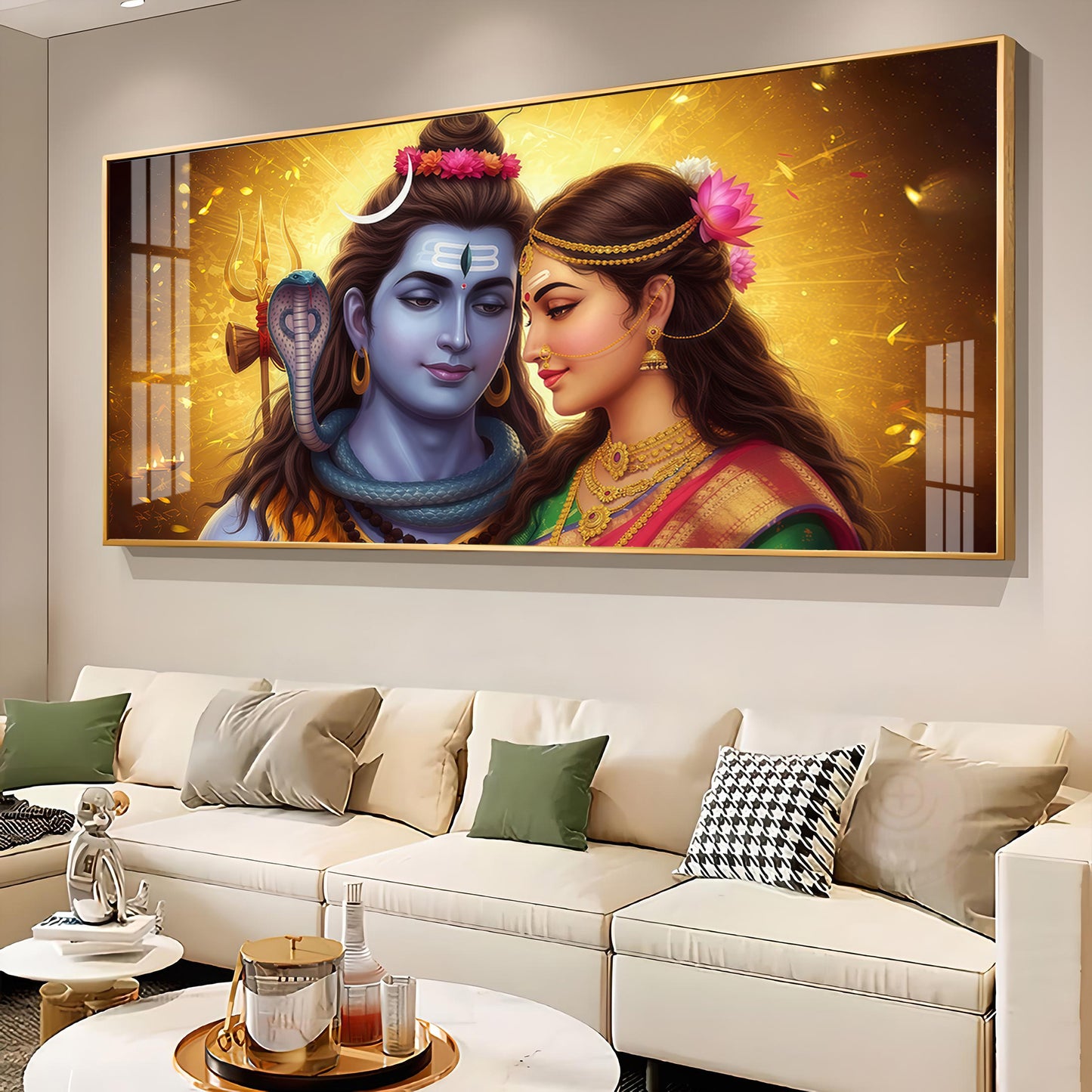 Divine Shiv Paravati Premium Acrylic Horizontal Wall Art
