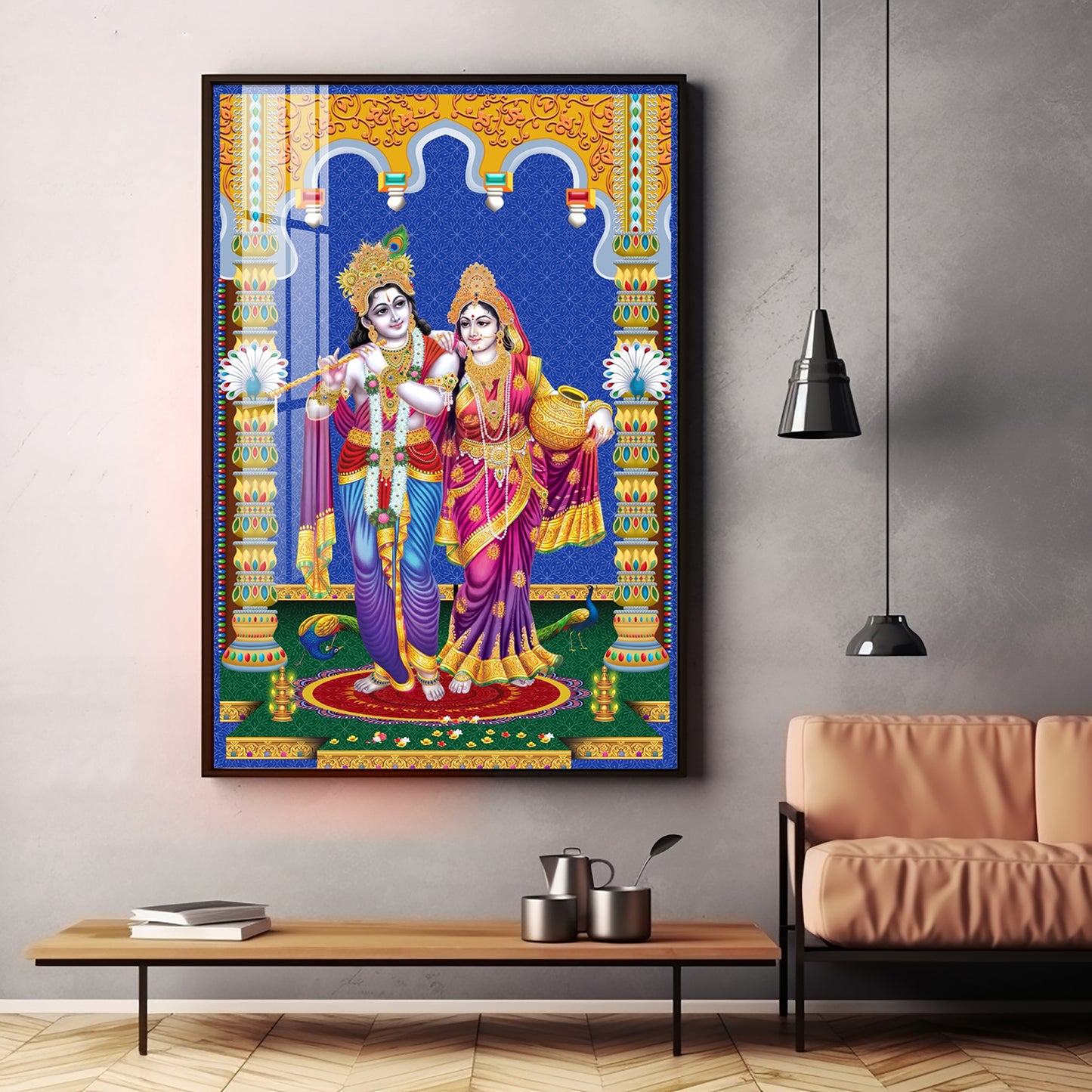 Radha and Krishna Essence Premium Acrylic Vertical Wall Art