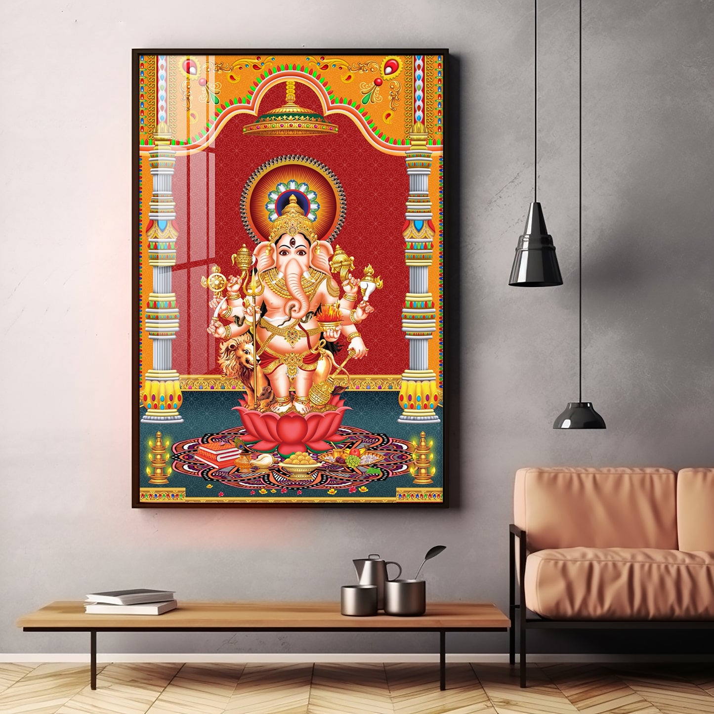 Lord Ganesh Blessings Premium Acrylic Vertical Wall Art