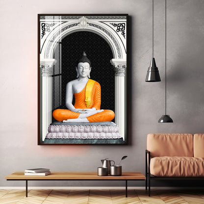 Serene Lotus Buddha Premium Acrylic Vertical Wall Art