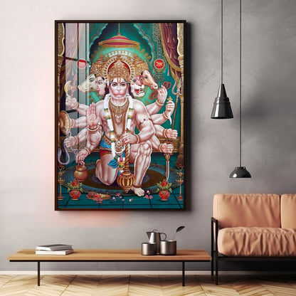 Celestial Guardian Lord Hanuman Premium Vertical Acrylic Wall Art