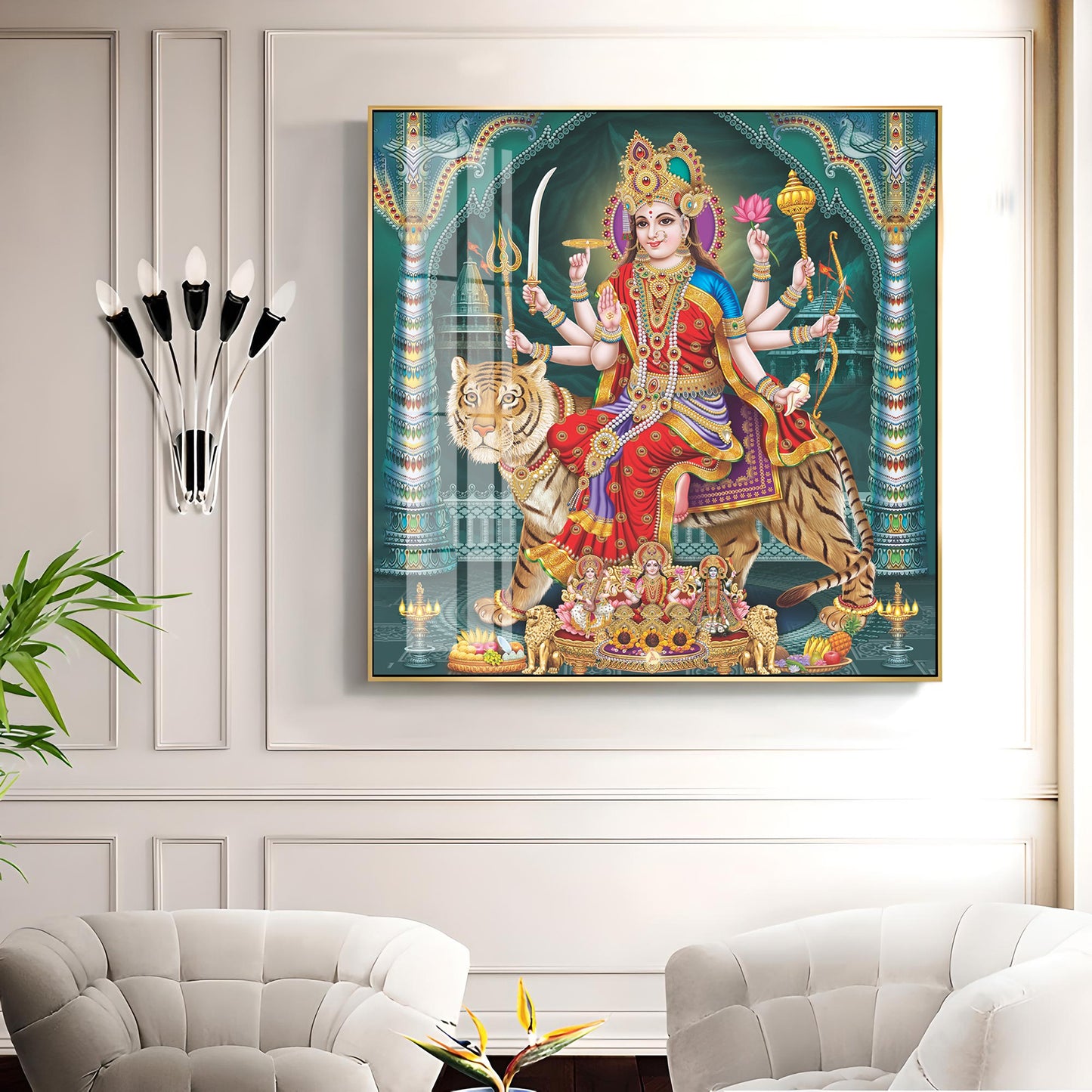 Goddess Durga Maa Radiance Premium Acrylic Square Wall Art