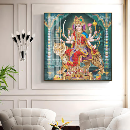 Goddess Durga Maa Radiance Premium Acrylic Square Wall Art