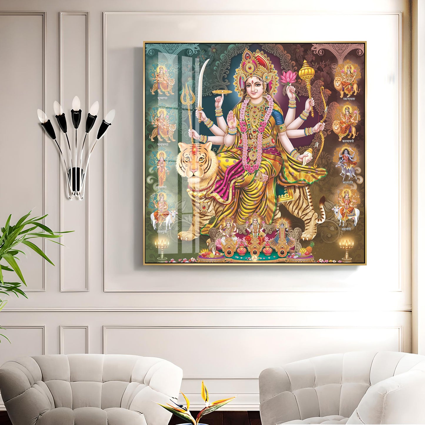 Goddess Durga Grace Premium Acrylic Square Wall Art