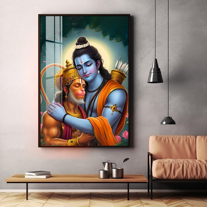 Lord Rama And Hanuman Brotherhood Premium Acrylic Wall Art