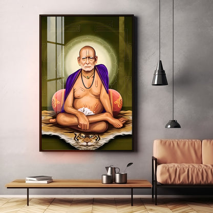 Contemplative Shri Swami Samartha Premium Vertical Acrylic Wall Art