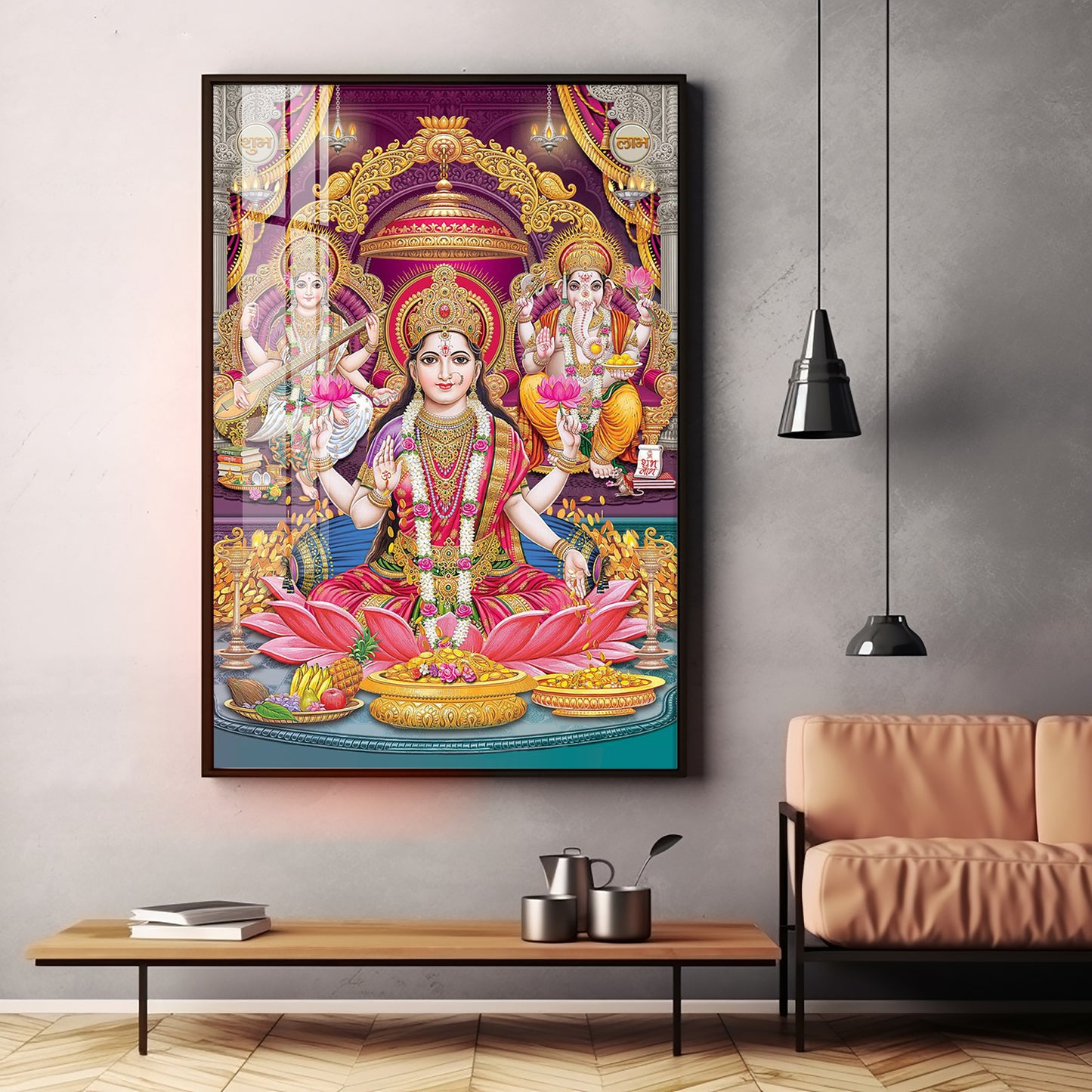 Mural of Hindu Goddesses Premium Acrylic Vertical Wall Art