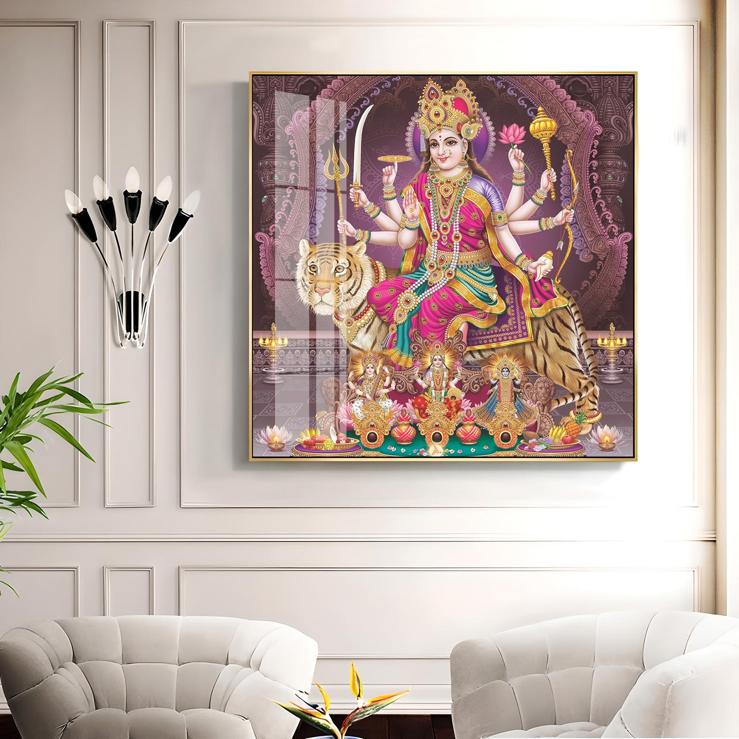 Maa Durga Premium Acrylic Square Wall Art