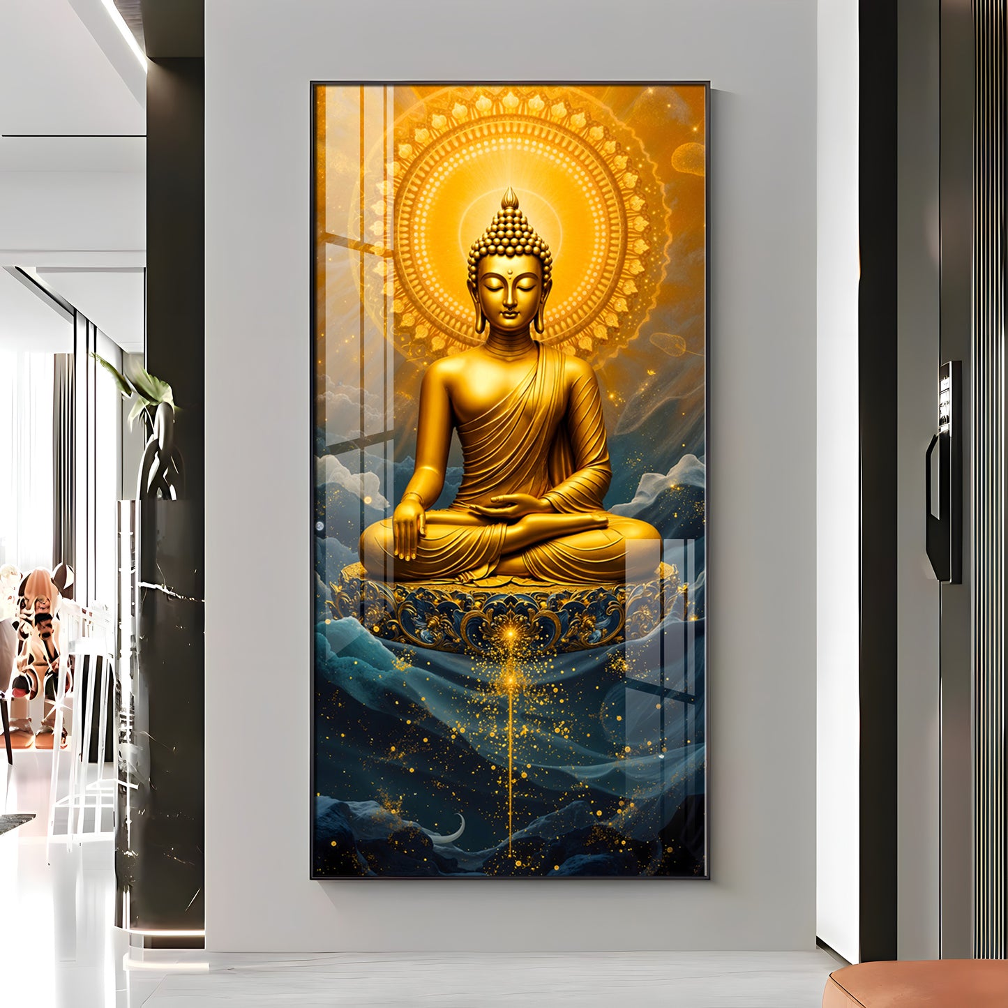 Tranquil Gold Buddha Premium Acrylic Vertical Wall Art