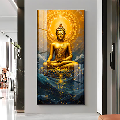 Tranquil Gold Buddha Premium Acrylic Vertical Wall Art