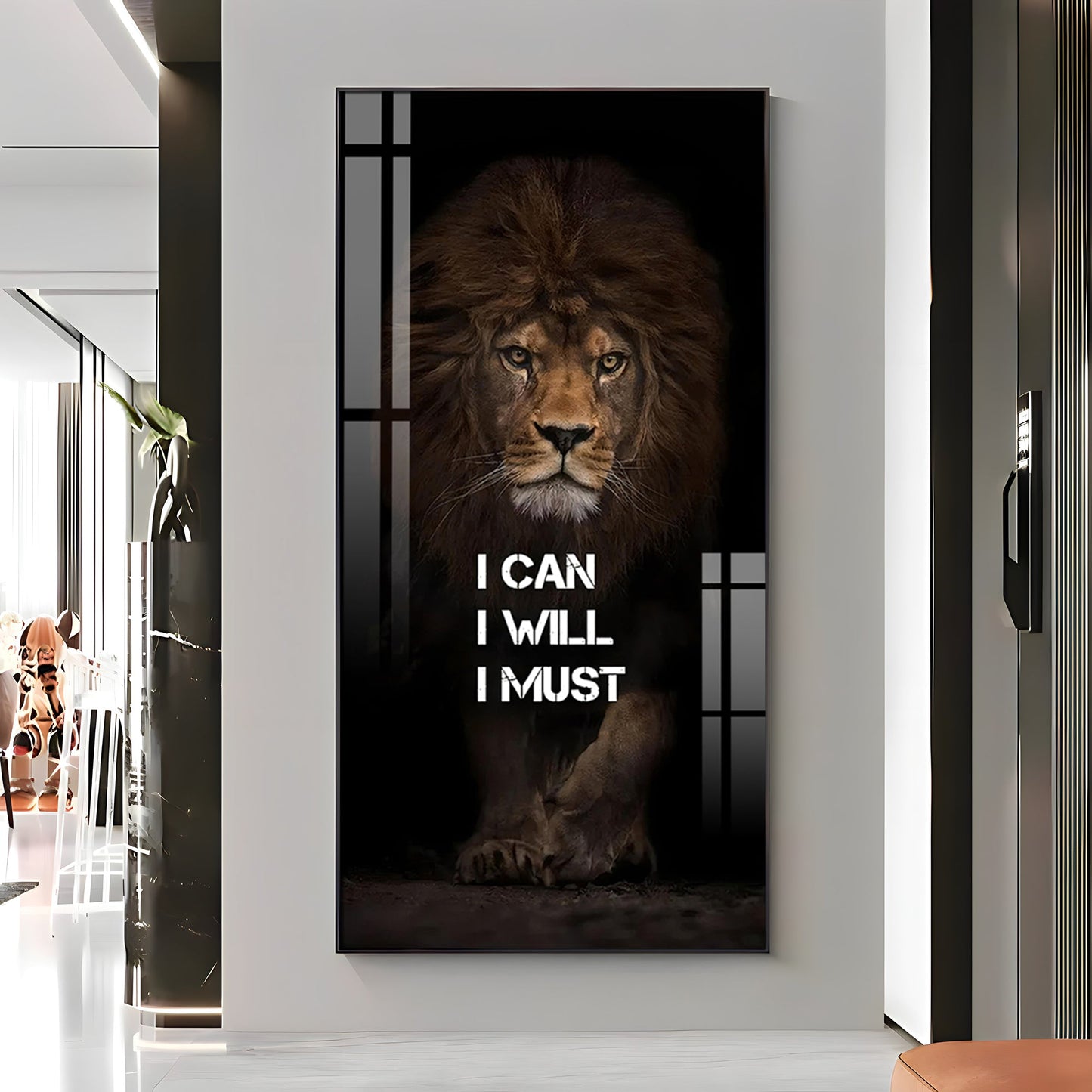 Be Like a Lion Premium Acrylic Vertical Wall Art - 30X16 inches / Gold